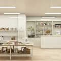 Bright Craft Studio With White Walls Shelves Tools Materials Long Table Pendant Lights And Plants