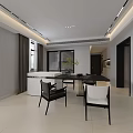 Modern Living Dining Room Interior Design With Black Table Sofa And Floor to Ceiling Window