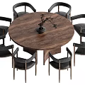 Wind Dining Table and Chair Combination Round Table 3d model