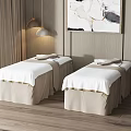 Two Massage Beds With White Sheets And Beige Skirts In Modern Interior Design 3d model