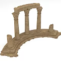 Classical Stone Architectural Component Featuring Columns Arched Base And Carved Details 3d model