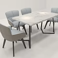 Modern Dining Table Set With Rectangular Top And Gray Upholstered Chairs 3d model