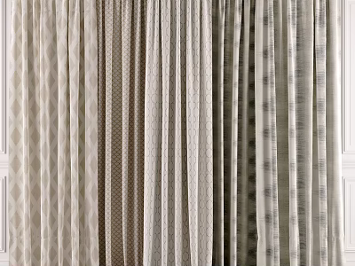 Various Textured Curtain Styles in Neutral Tones for Home Interior Design 3d model