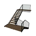Modern Staircase Design With Glass Railing Wooden Steps And Metal Frame