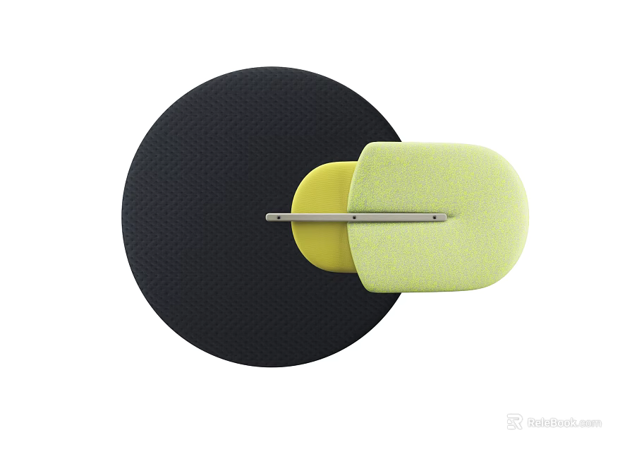 Modern Minimalist Wall Decor with Black Circular and Yellow Geometric Design Elements 3d model