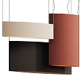 Modern Pendant Lights Featuring Beige Rectangular And Brown Cylindrical Shades For Home Decor 3d model