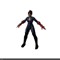 Anime Style Character In Blue Bodysuit With Red Gloves Black Boots And Yellow Lightning Accents