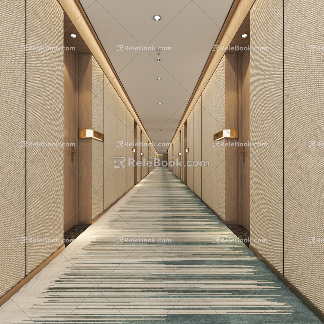 Aisle Hotel Door Skirting Line Carpet Hardware Construction Aisle Lens Chinese Aisle Hotel Public Area model