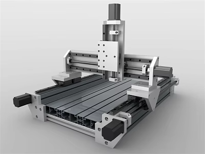 High Precision Industrial Equipment With Metal Frame Sliding Worktable And Vertical Spindle 3d model