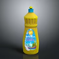 Yellow Plastic Bottle Featuring Sunflower Label And Scenic Design On Container
