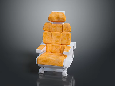 Comfortable Orange Cushioned Chair With White Frame And Rolling Wheels Design 3d model