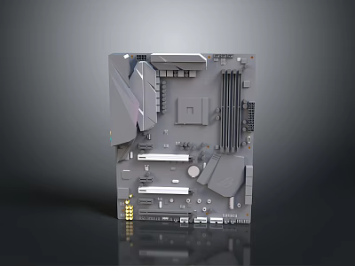 High Performance Modern Computer Motherboard With Heat Sinks Expansion Slots And Interface Ports 3d model