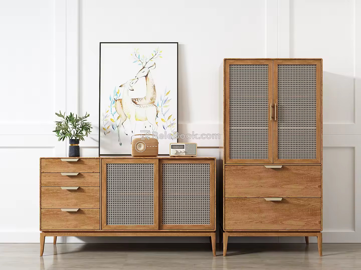Nordic Sideboard Solid Wood Sideboard 3d model