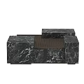 Elegant Modern Black Marble Coffee Table With Modular Design And Wood Accents