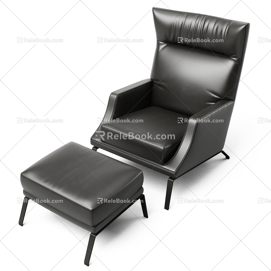 Reclining Chair Leather Chair Leisure Chair Seat 3d model