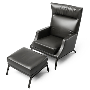 Reclining Chair Leather Chair Leisure Chair Seat 3d model