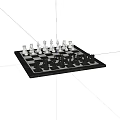 Classic Chess Set With Black And White Pieces On Checkered Board 3d model