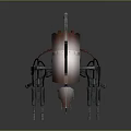Sci Fi Red And Black Robot Character With Mechanical Legs And Head Design