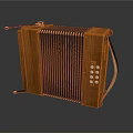 Wooden Accordion With Black Bellows White Buttons And Brown Strap