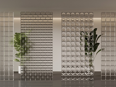 Modern glass brick partition 3d model