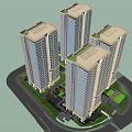 Modern High Rise Residential Building With Glass Curtain Walls And Green Surroundings