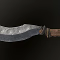 Hand Forged Rustic Knife Featuring Textured Metal Blade And Wooden Handle