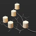 Branch Shaped Decorative Candle Lamp With Multiple White Candles And Metal Stand