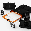 Digital Cameras Laptop And Backpack With Electronic Devices Accessories 3d model