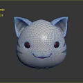 White Round Cat Shaped Decoration With Red Eyes And Smiling Face