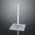 White Space Rocket Model Displayed On Square Launch Platform With Stable Base 3d model