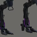Futuristic Black Intelligent Machine Robot With Purple Accents And Mechanical Limbs