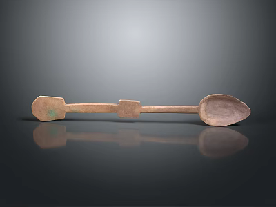 Ancient Copper Spoon Sculpture with Intricate Carved Handle and Detailed Bowl Design 3d model