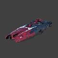 Red and Black Sci Fi Spaceship with Detailed Armored Structure and White Accents