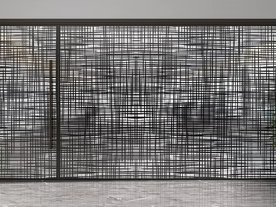 Modern Geometric Grid Room Divider With Black Metal Frame For Interior Space 3d model