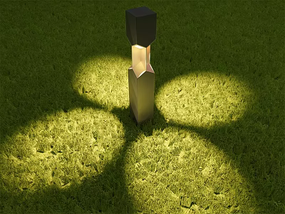 Modern Outdoor Light with Decorative Pillar Design and Grass Light Projections 3d model