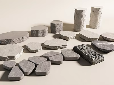 Natural Rockery Stones With Various Shapes And Textures For Garden Decoration 3d model
