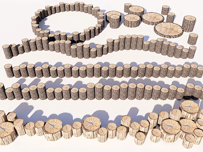 Decorative Wooden Stumps in Various Sizes and Arrangements for Design Projects 3d model
