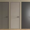 Modern Simple Three Hinged Doors with Different Colors Panel Design and Handles 3d model