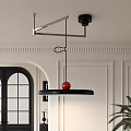Modern Pendant Light With Black Circular Design And Red Sphere In White Interior 3d model