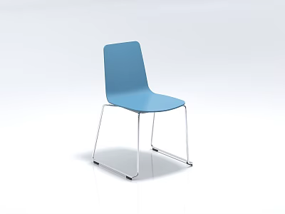 Blue Modern Leisure Chair With Sleek Metal Legs And Minimalist Design 3d model