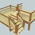 Roadside Wooden Staircase With Classic Railings For Pedestrian Access And Safety