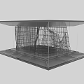 Wire Mesh Structural Components Inside Transparent Cube Modern Design
