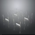 Array Of Communication Antenna Structures With Metal Poles And Support Cables Setup 3d model