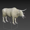 White Horned Bull Standing On Black Background With Realistic Details