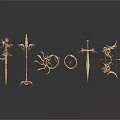 Cold weapons Sword Axe Hook Fork Spear Trident Melee Weapon Military 3d model