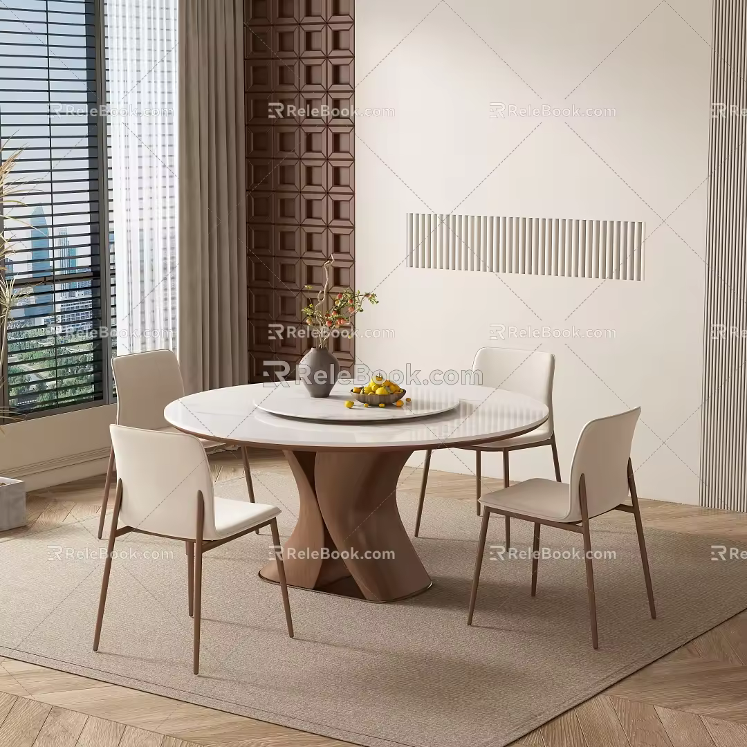 Middle-ancient style restaurant tables and chairs 3d model