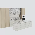 Modern Kitchen Interior With Marble Countertop Cabinets Drawers And Appliances