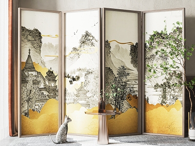 New Chinese Style Screen Partition 3d model