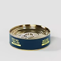 Open Canned Round Tuna With Gold Lid And Navy Blue Label Ready to Eat