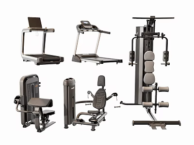 Complete Fitness Equipment Set for Home Gym Including Treadmill Multi functional Trainer and Strength Machines 3d model